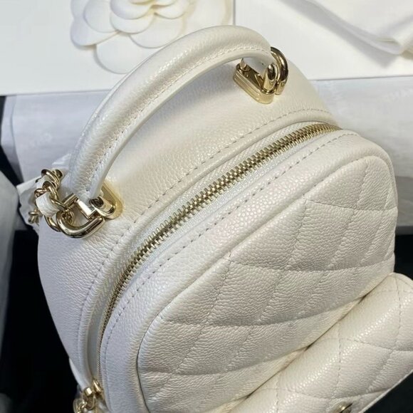 CHANEL 24C gold buckle diamond pattern leather chain shoulder strap backpack - Picture 6 of 8